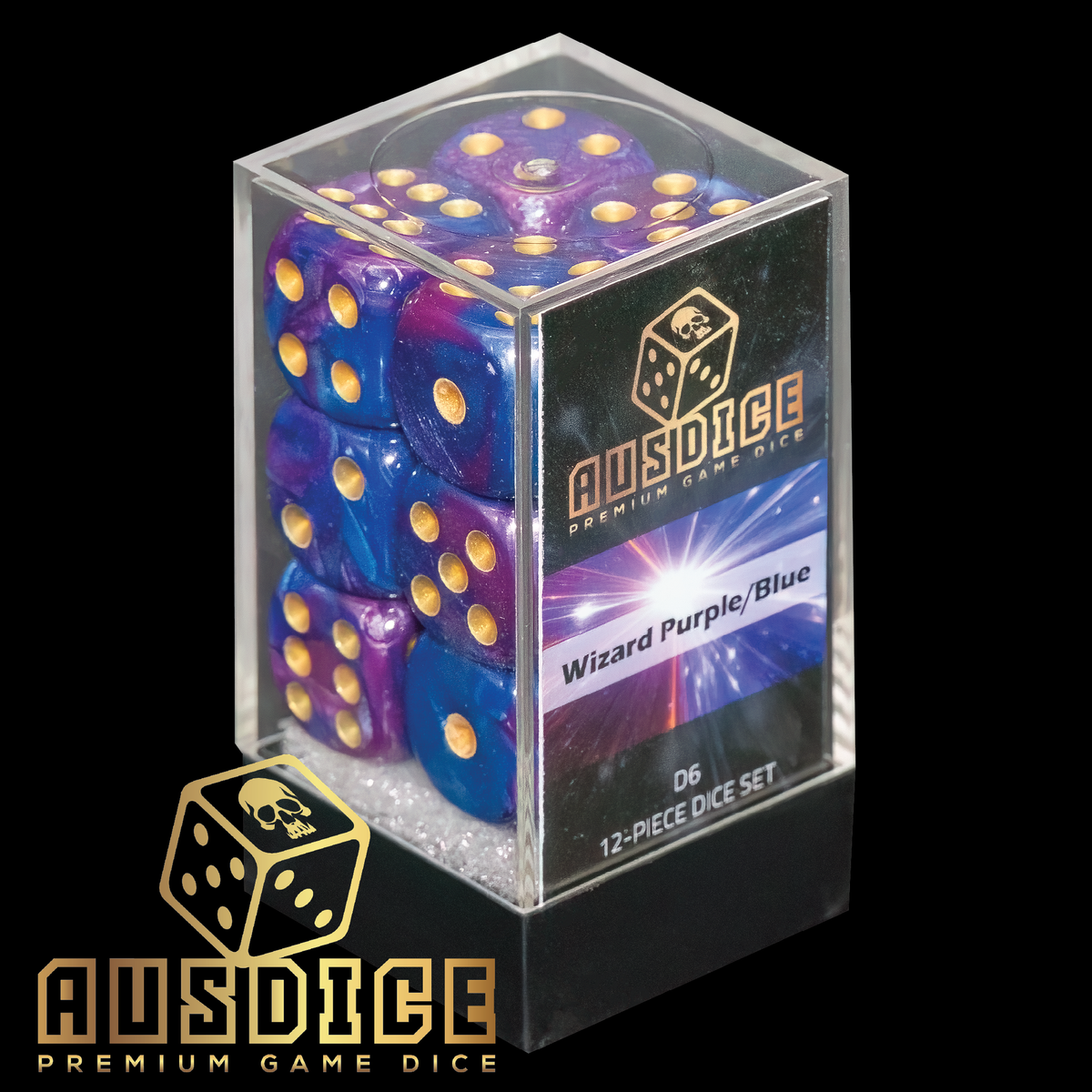 Ausdice D6 16mm Wizard Purple/Blue 12Dice Set