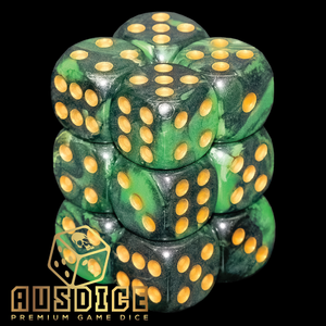 Ausdice D6 16mm Acid Green 12-Dice Set