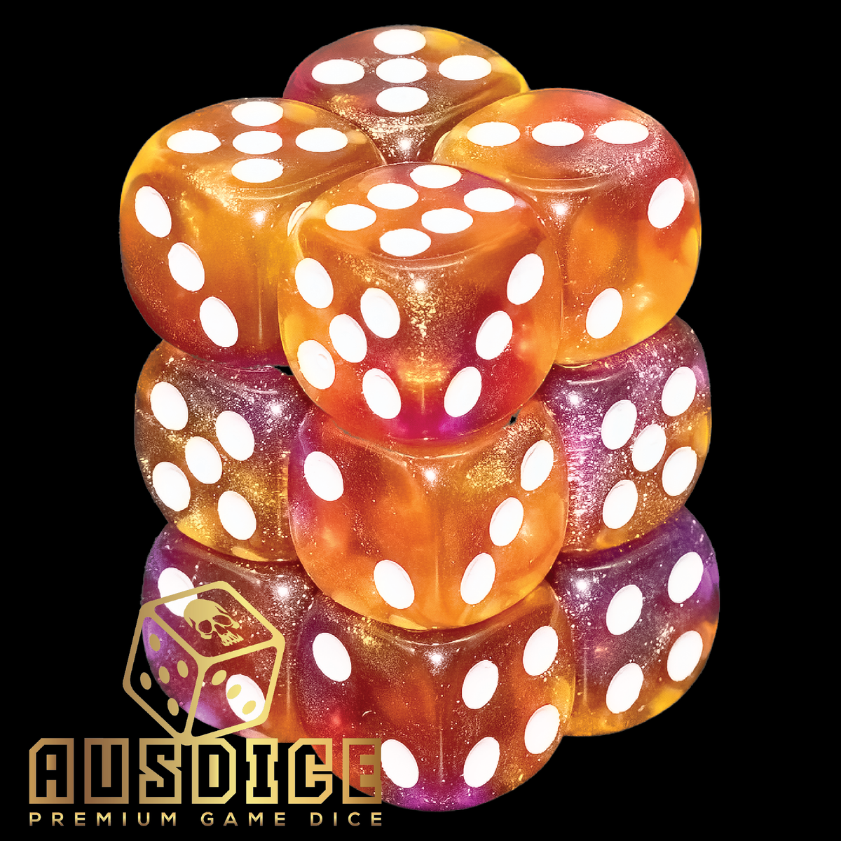 Ausdice D6 16mm Iridescent Nebula 12Dice Set