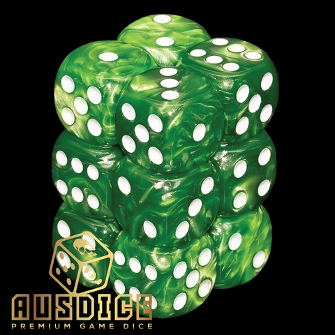 Ausdice D6 16mm Emerald Green 12-Dice Set