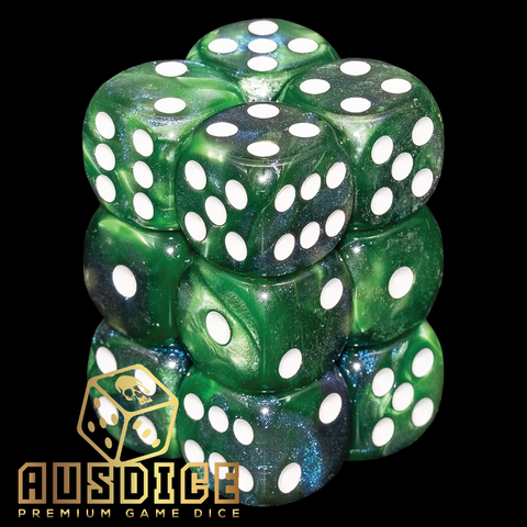 Ausdice D6 16mm Iridescent Midnight 12-Dice Set