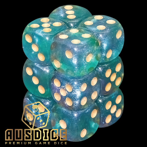 Ausdice D6 16mm Iridescent Galaxy 12-Dice Set