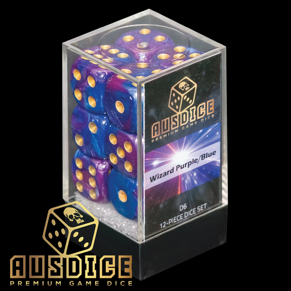 Ausdice D6 16mm Wizard Purple/Blue 12-Dice Set