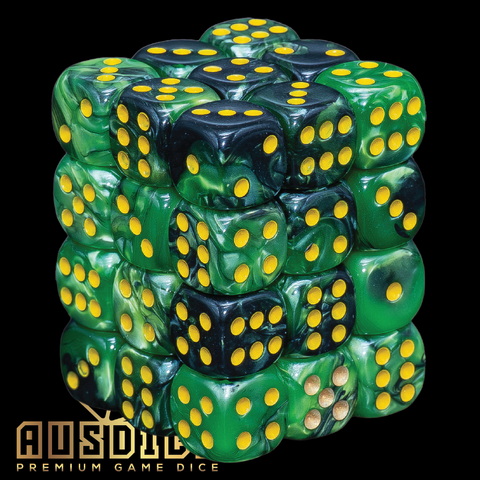 Ausdice D6 12mm Acid Green 36-Dice Set