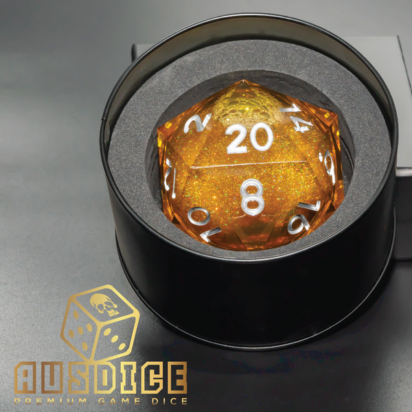 D20 Chonk 55mm Liquid Core Golden Sunflare