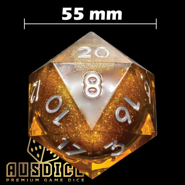 D20 Chonk 55mm Liquid Core Golden Sunflare