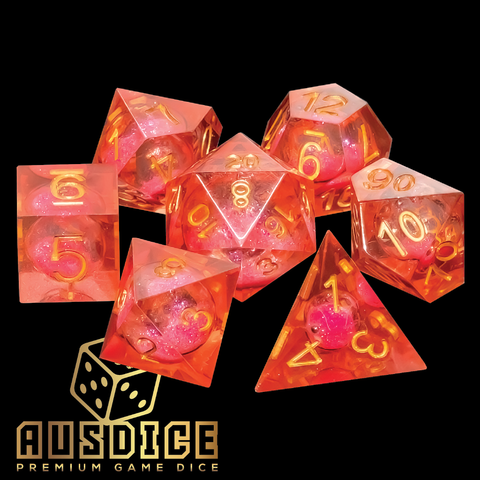 Liquid Core Aurora Blaze Polyhedral 7-Die Set