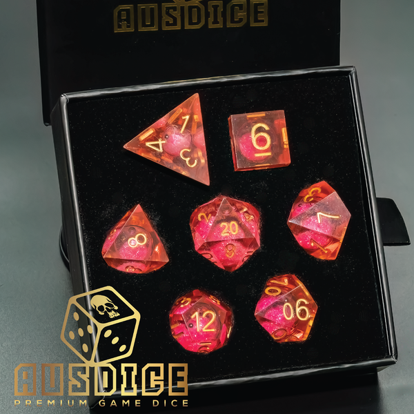 Liquid Core Aurora Blaze Polyhedral 7-Die Set