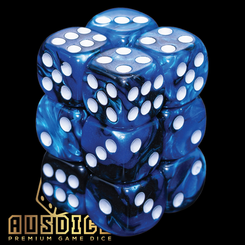 Ausdice D6 16mm Obsidian Tempest 12-Dice Set