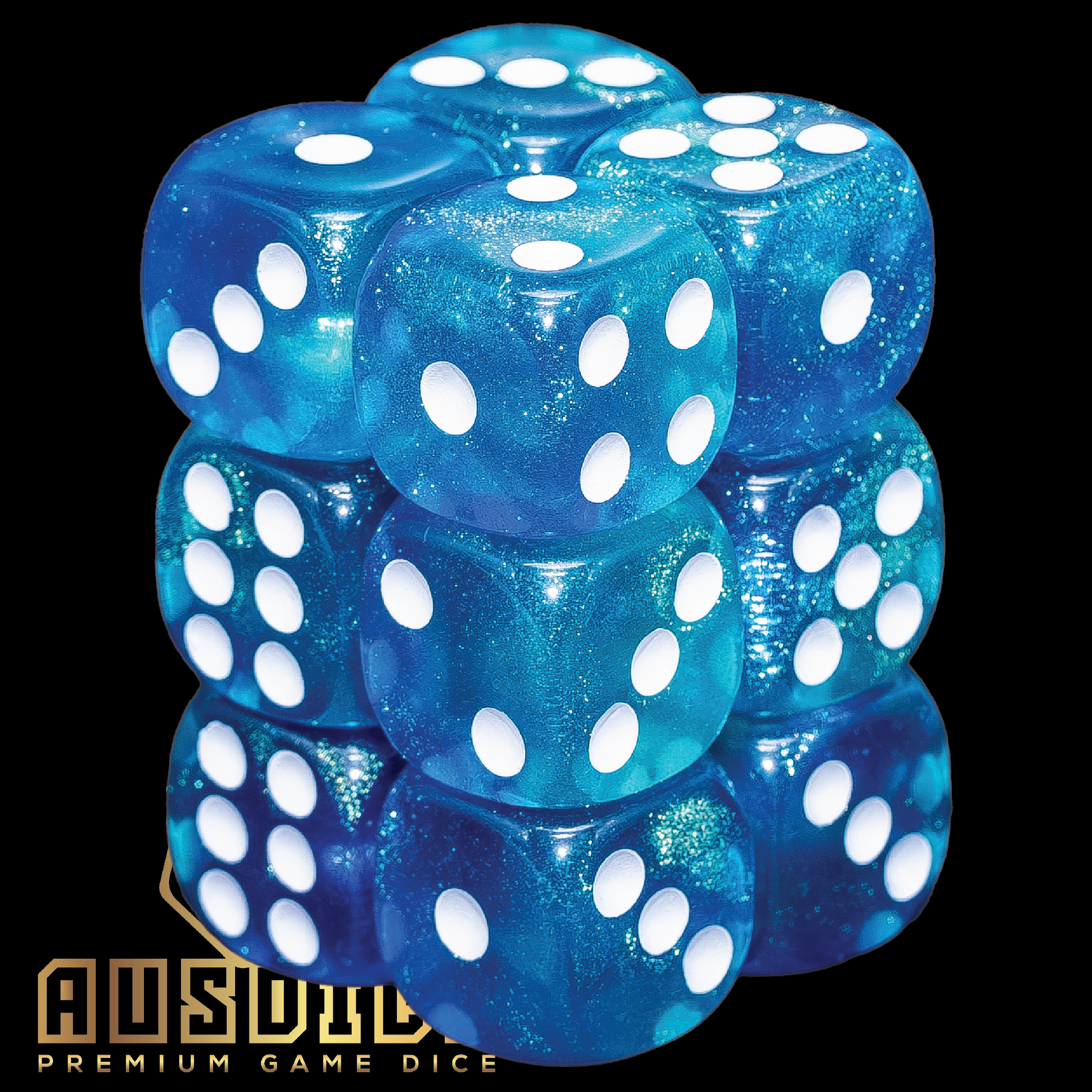 Ausdice D6 16mm Ocean's Whisper 12-Dice Set