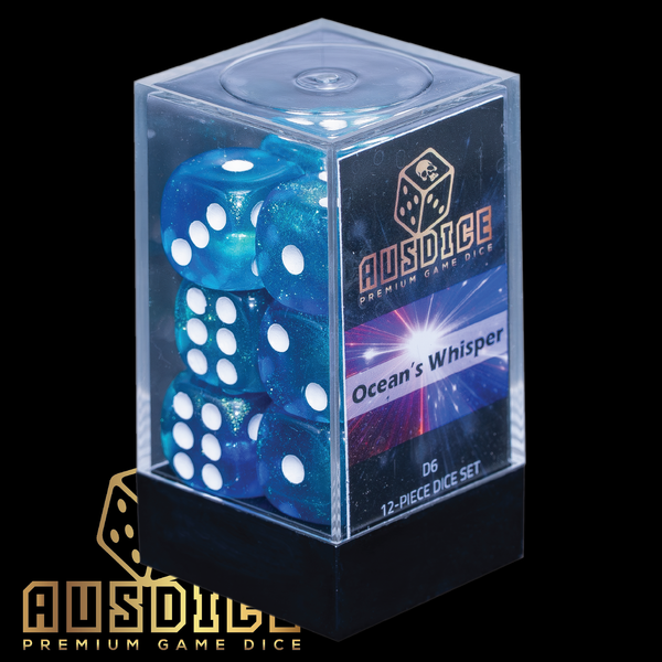 Ausdice D6 16mm Ocean's Whisper 12-Dice Set