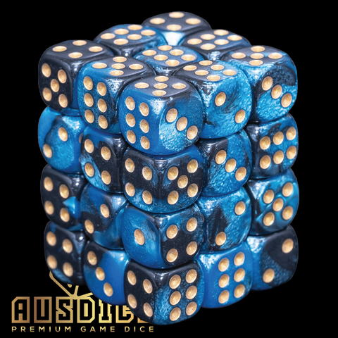 Ausdice D6 12mm Poseidon Blue 36-Dice Set