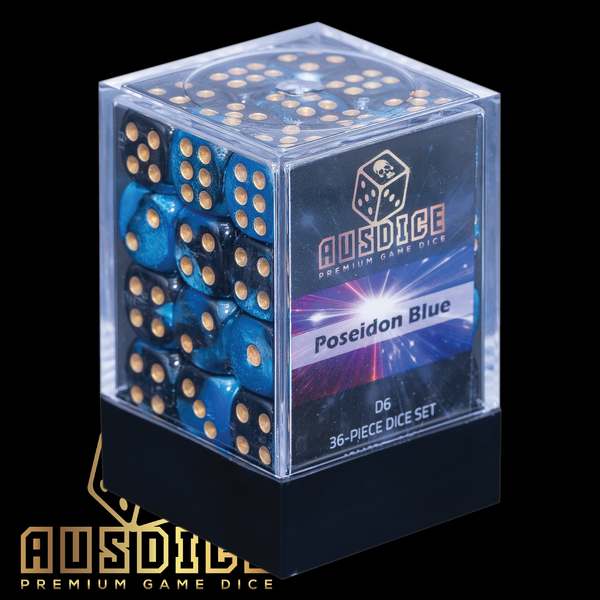 Ausdice D6 12mm Poseidon Blue 36-Dice Set