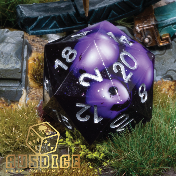 Sharp Edged Skull Void Purple Resin Polyhedral 7-Die Set
