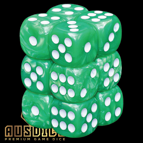Ausdice D6 16mm Wargamer Green 12-Dice Set