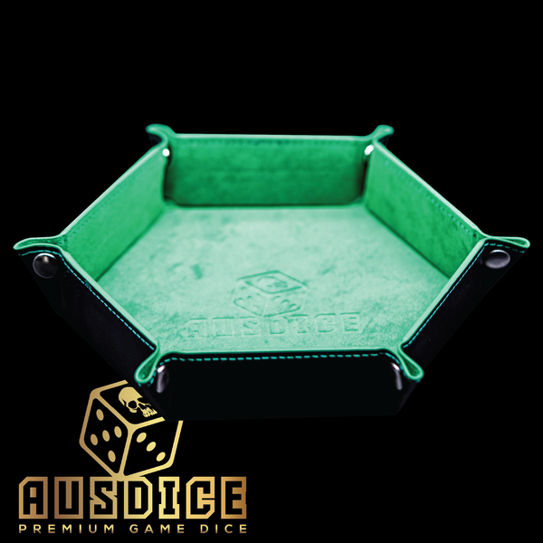 Ausdice Hex Dice Tray - Green (with debossed logo)