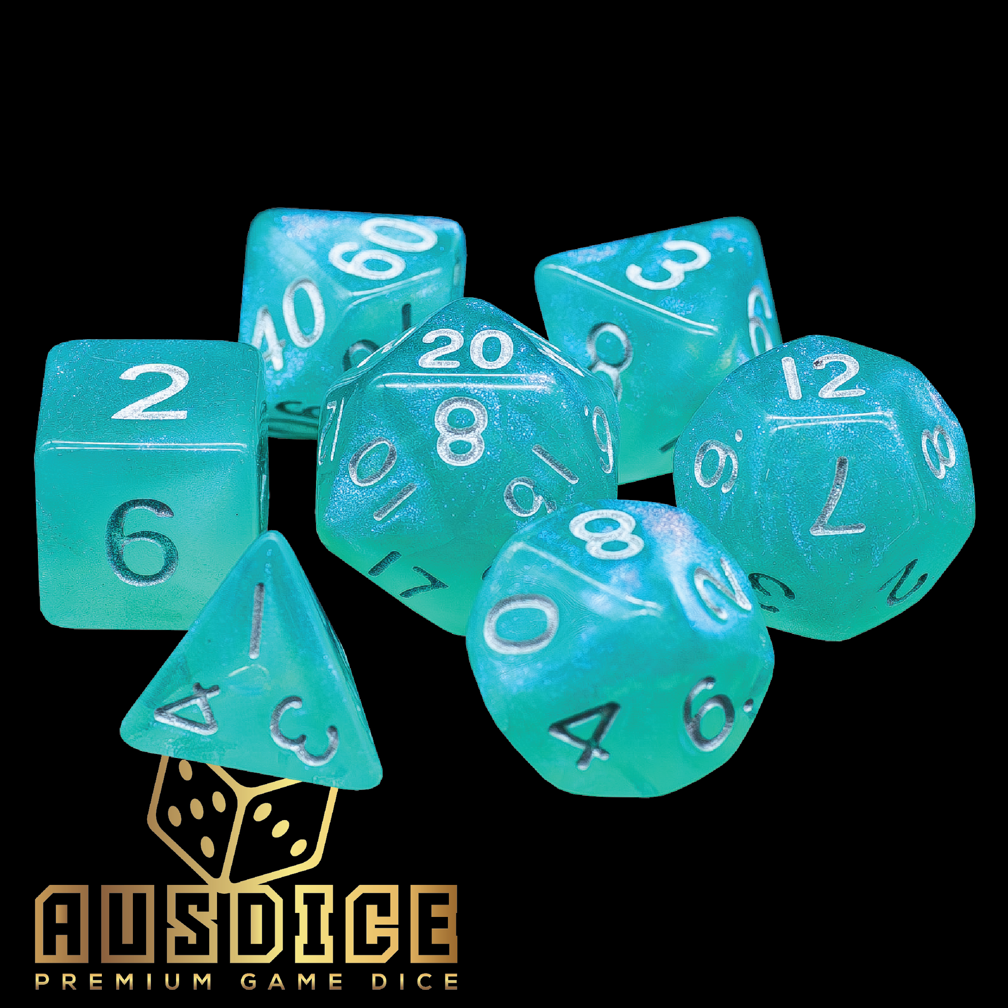 Stardust Turquoise Acrylic Polyhedral Dice Set by Fanroll