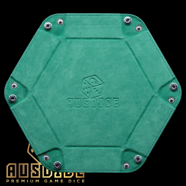 Ausdice Hex Dice Tray - Green (with debossed logo)