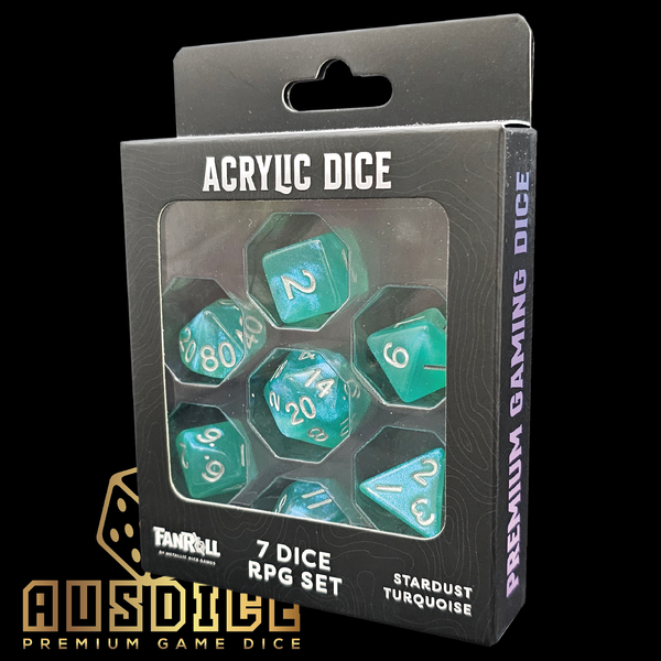 Stardust Turquoise Acrylic Polyhedral Dice Set by Fanroll