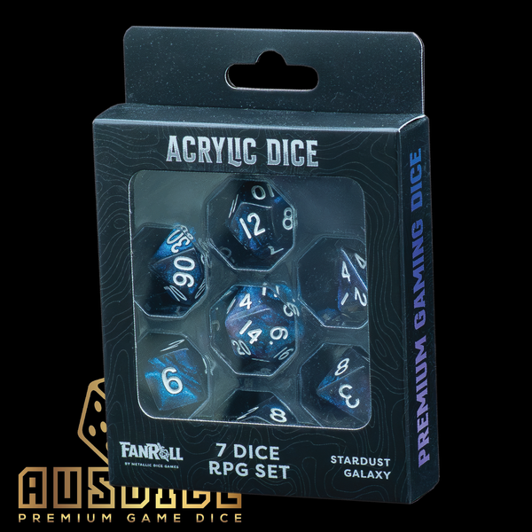 Stardust Galaxy Acrylic Polyhedral Dice Set by Fanroll