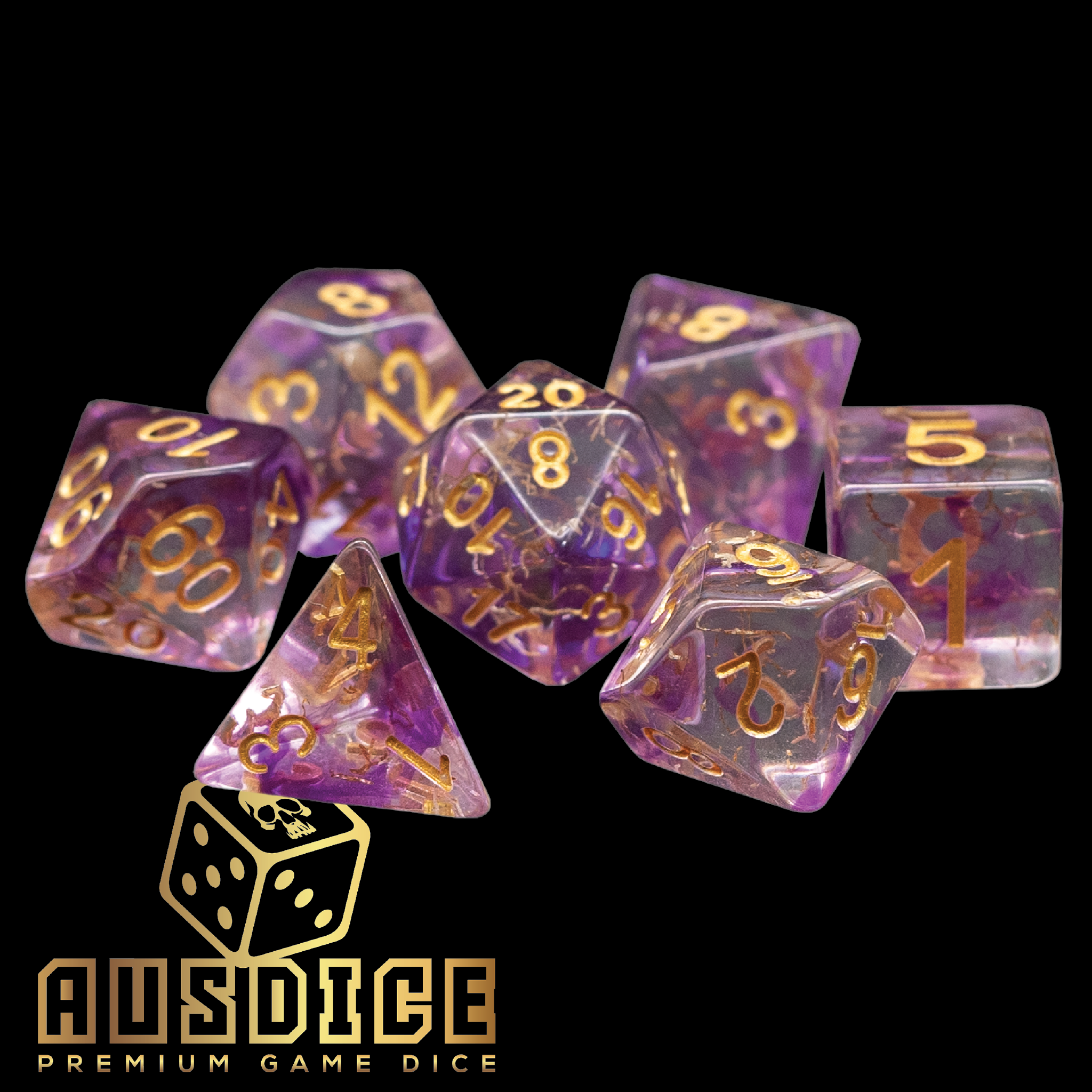 Purple Galaxy Resin Polyhedral 7-Die Set