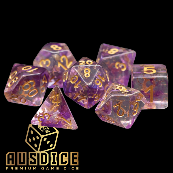 Purple Galaxy Resin Polyhedral 7-Die Set