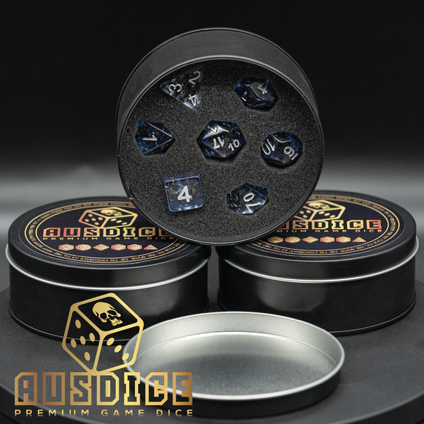 Blue Starburst Resin Polyhedral 7-Die Set