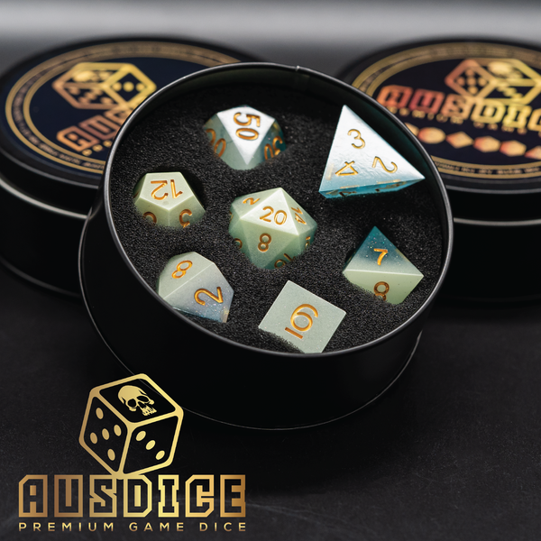 Sharp Edged Luminescent Glow Resin Polyhedral 7-Die Set