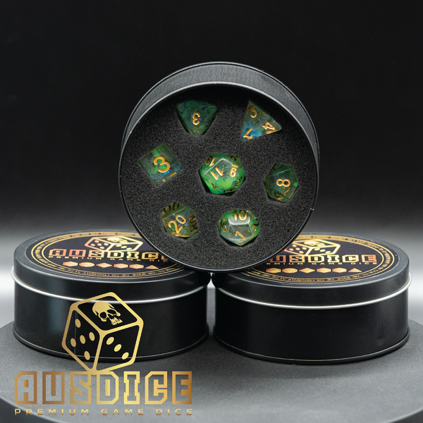 Green Storm Resin Polyhedral 7-Die Set