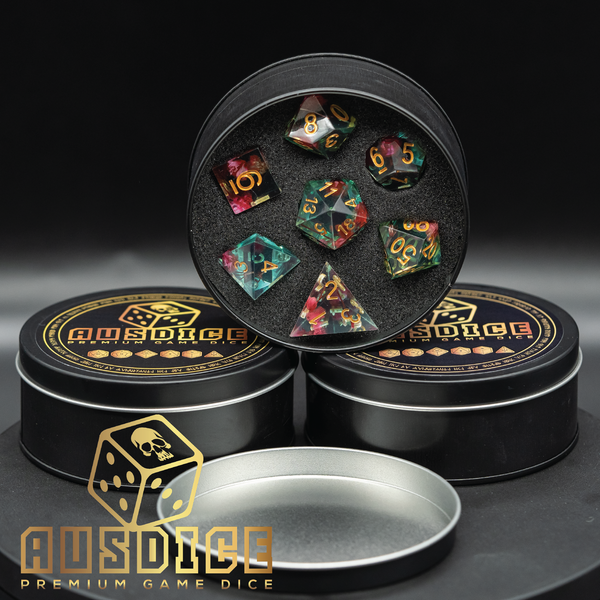 Sharp Edged Frozen Flower Resin Polyhedral 7-Die Set