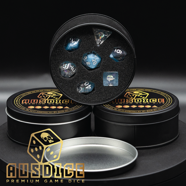 Diamond Water Drop Blue Silver Resin Polyhedral 7-Die Set