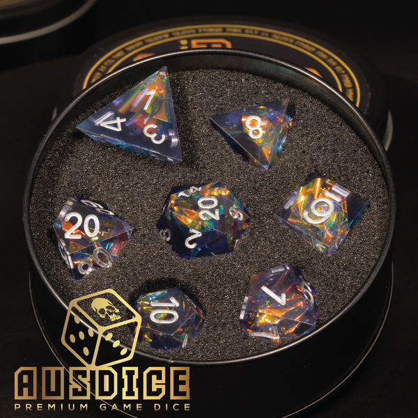 Sharp Edged Abstract Void Resin Polyhedral 7-Die Set
