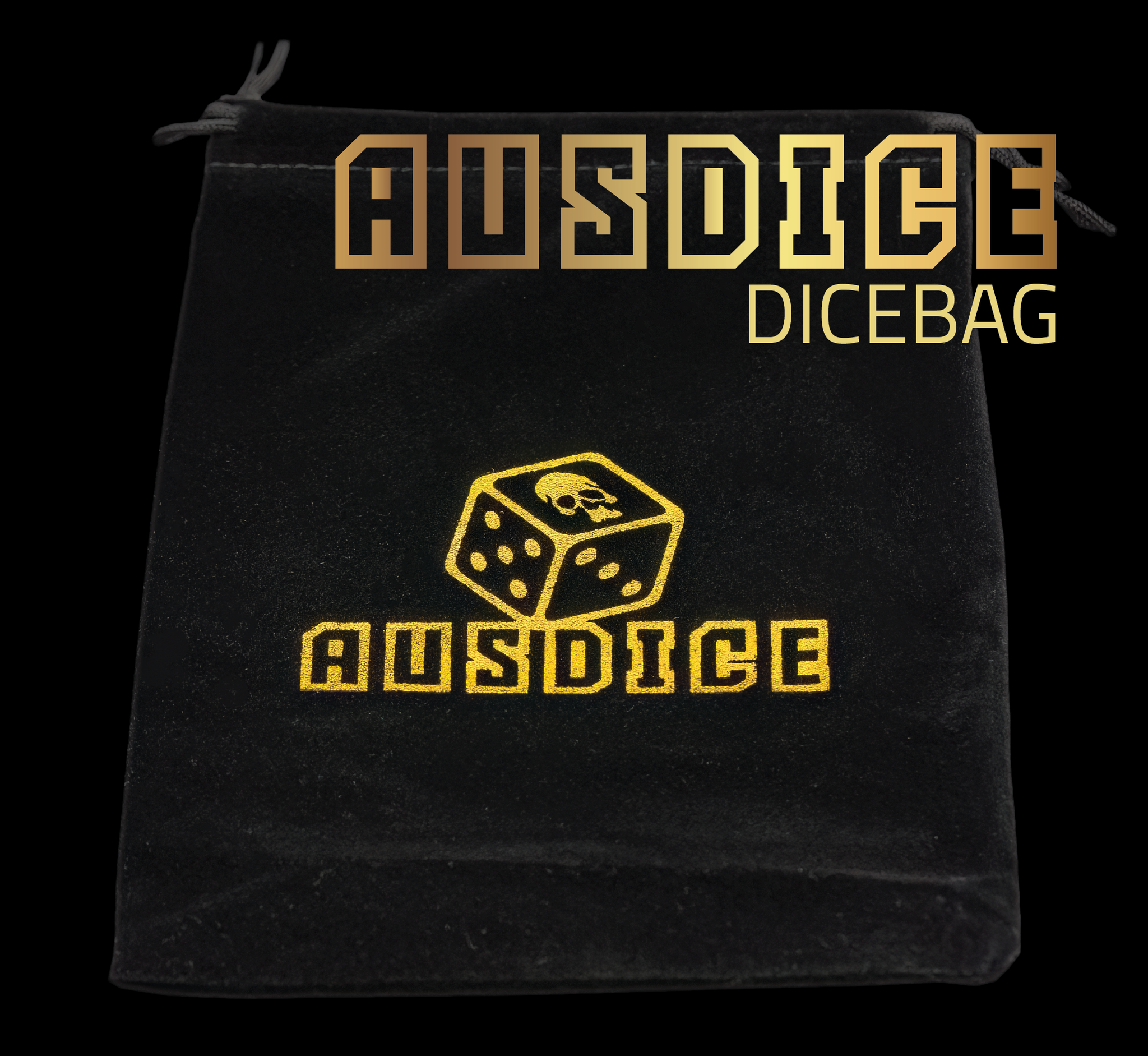 Ausdice Large Velvet Bag Black/Gold (18 x 13cm)