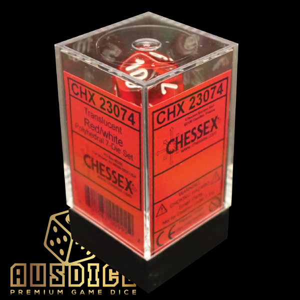 Chessex Translucent Polyhedral Red/White 7-Die Set